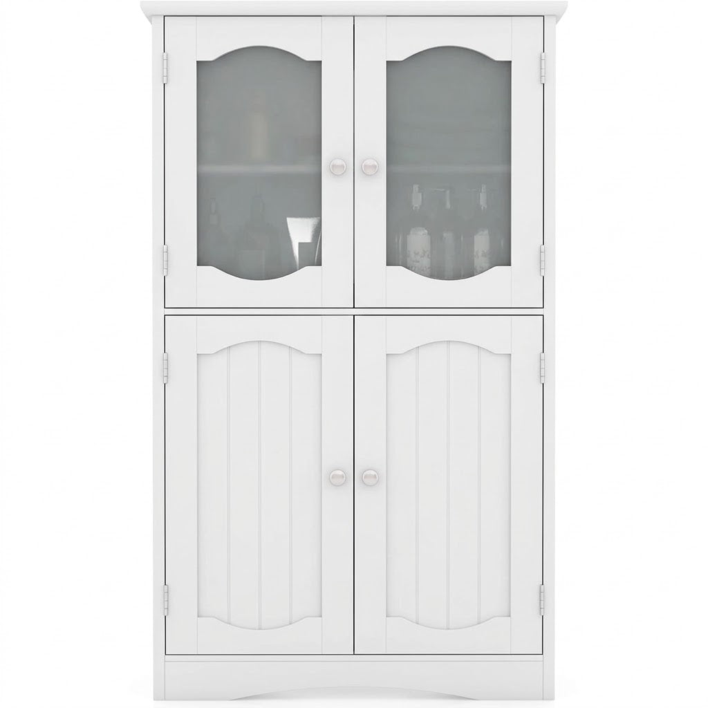Freestanding Bathroom Storage Cabinet with 2 Drawers & Adjustable Double-Door Cupboard